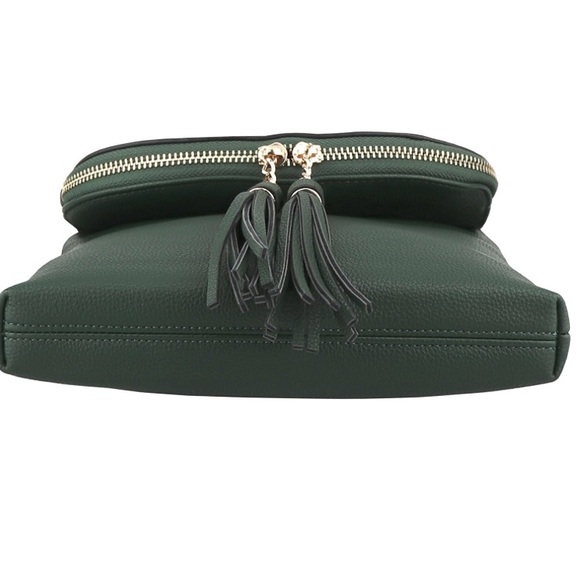 Vegan Medium Crossbody Handbag with Tassel - Picture 5 of 7